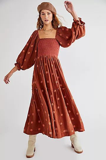 Dahlia Embroidered Maxi Dress | Free People (Global - UK&FR Excluded)