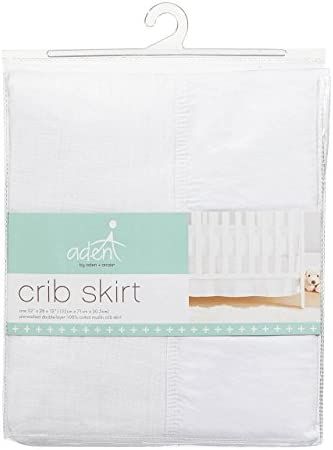 Aden by aden + anais Classic Crib Skirt, 100% Cotton Muslin, Super Soft, Tailored Fit, White | Amazon (US)