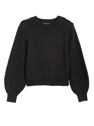 Cotton-Blend Balloon-Sleeve Sweater | Banana Republic (US)