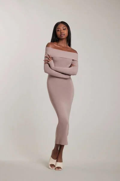 Off-the-Shoulder Foldover Midi Sweater Dress | Forever 21 (US)