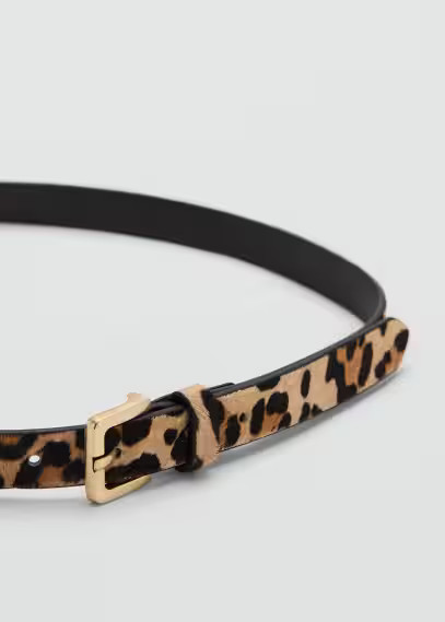 MANGO - Slim leopard-print leather belt medium brown - L - Women | MANGO (US)