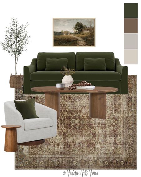 Living room mood board, family room mood board, living room rug, sofa, swivel chair, coffee table #homedecor

#LTKfamily #LTKsalealert #LTKhome