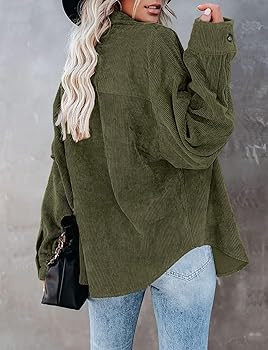 ZOLUCKY Womens Casual Plus Size Shacket Jacket Long Sleeve Button Down Shirts Blouses Tops | Amazon (US)