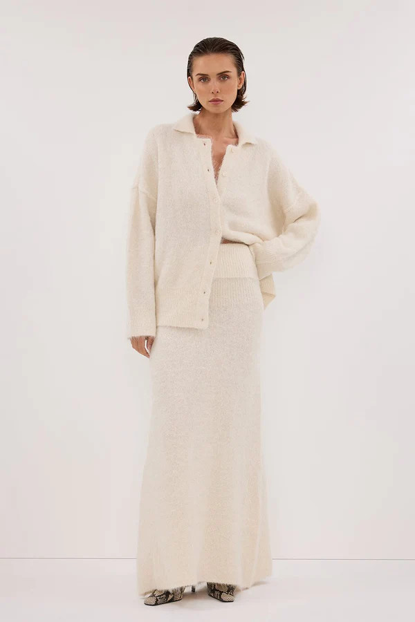 SALMA IVORY KNIT MAXI SKIRT | DISSH