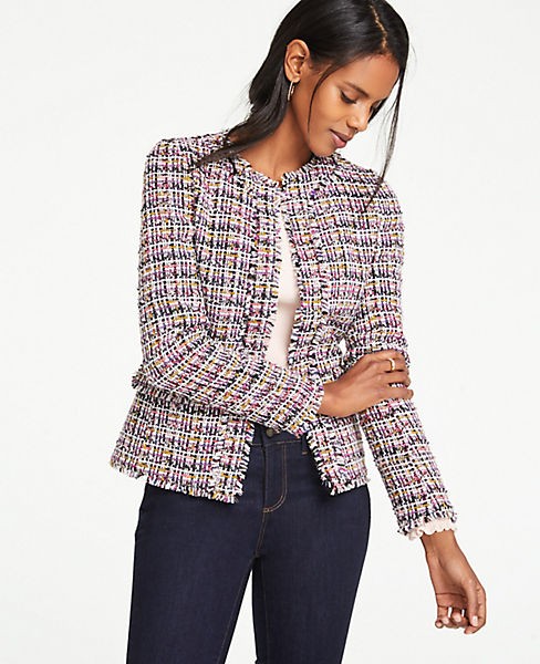 Fringe Tweed Peplum Jacket | Ann Taylor (US)