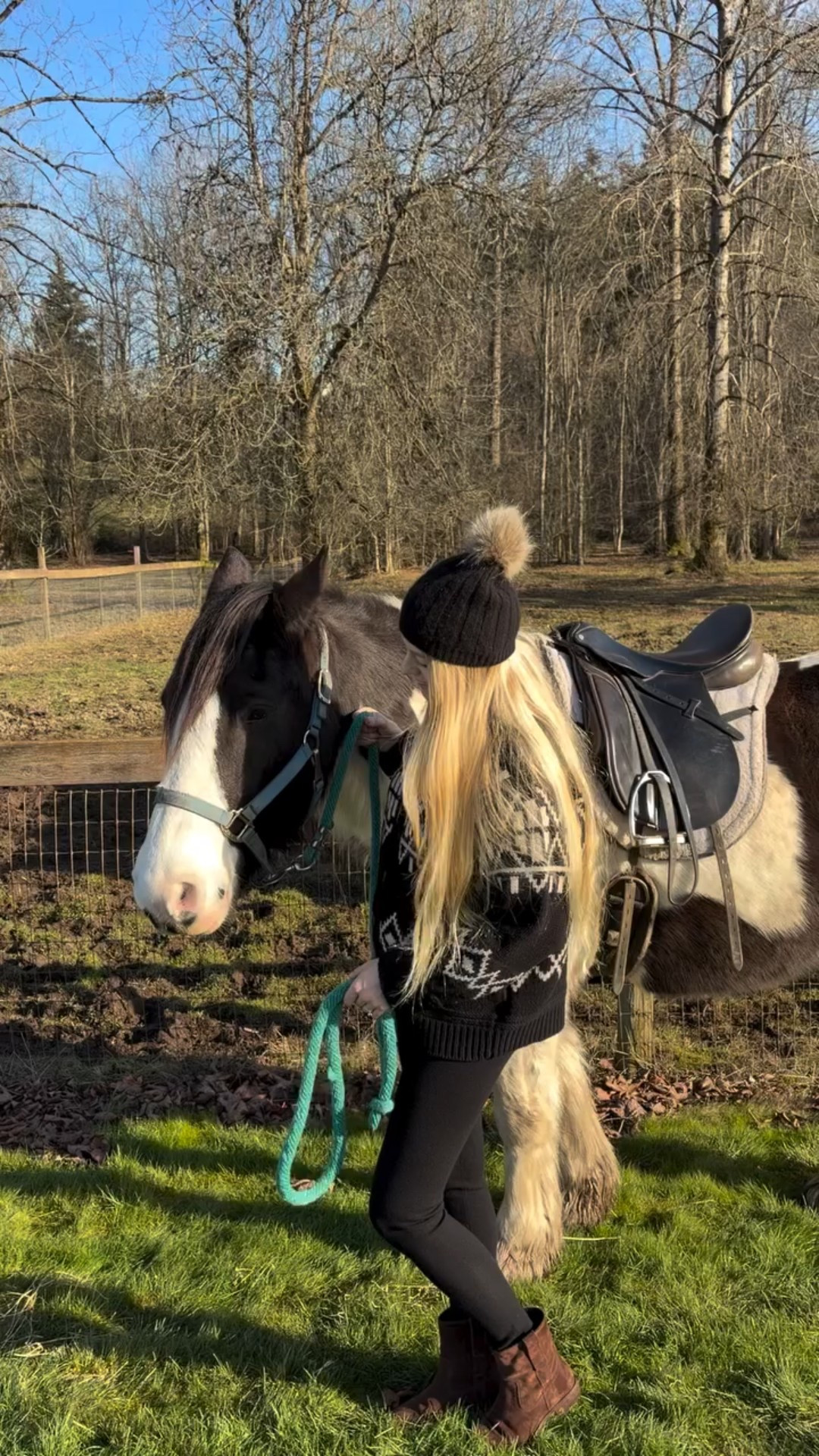 Sunny day activity 🐴
Wool fair isle cardigan and wool leggings. Winter outfit 

#LTKSeasonal #LTKootd