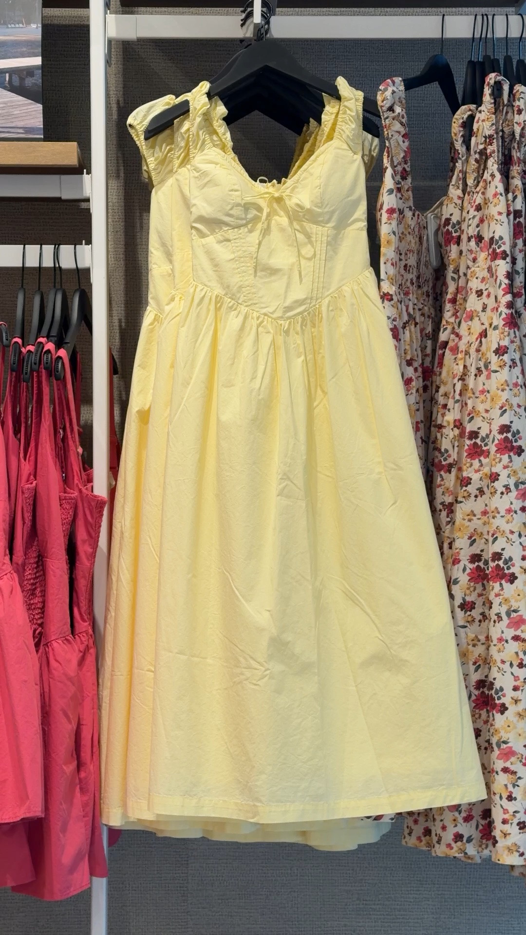 New at Abercrombie! 💛 This pale yellow midi dress is such a fresh summer find. ☀️ Made from 100% cotton, it feels lightweight and breathable, while the cap sleeves and dipped waist silhouette give it a flattering, feminine shape. 🌼 I love the soft buttery yellow color—it feels classic, cheerful, and perfect for summer. Plus, it’s designed to be worn bra-free for an easy throw-on-and-go outfit. Linked it here! 🤗

#LTKPetite #LTKootd #LTKSeasonal
