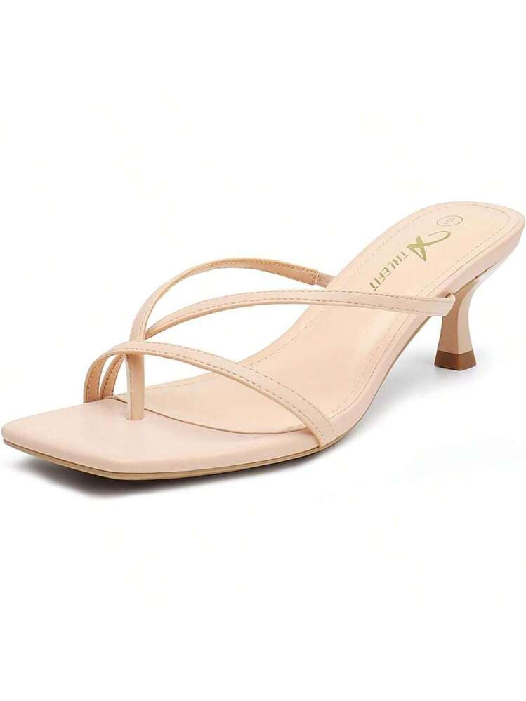 Women's Strappy Kitten Heels Flip Flops Square Open Toe Low Heels Fashion Party Dress Thong Heeled Sandals | SHEIN