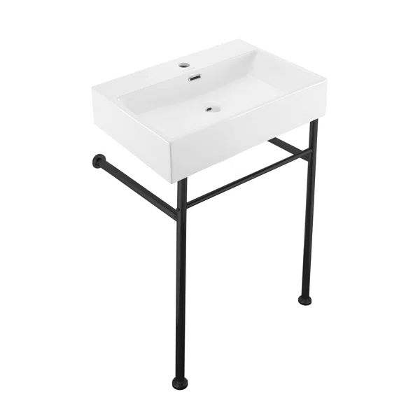 Claire 35.38" Tall Ceramic Rectangular Console Bathroom Sink with Overflow | Wayfair North America