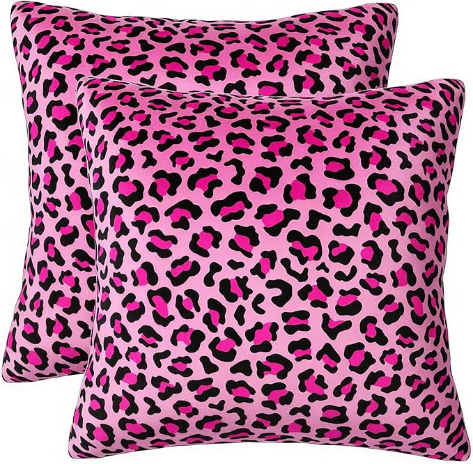 Y2K 2000S Mcbling Hot Pink and Cheetah Room Bedroom Decor, Y2K Cheetah Print Pillow Covers Beddin... | Amazon (US)