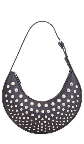 Understated Leather Studded Moon Bag in Black. | Revolve Clothing (Global)