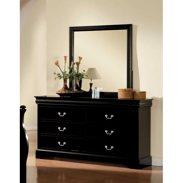 Brodeur 6 Drawer 60'' W Double Dresser with Mirror | Wayfair North America