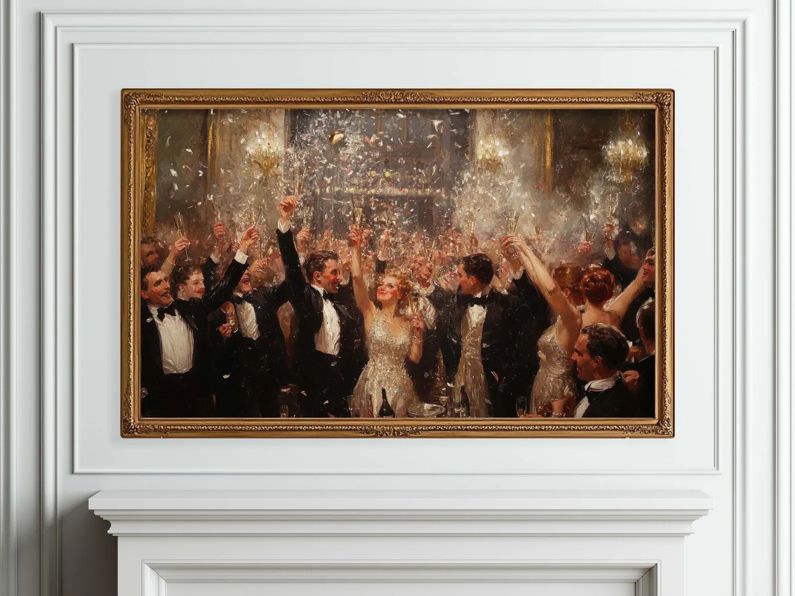 Vintage New Year's Eve Party Frame TV Art, Holiday Painting Screensaver, Antique Holiday TV Digit... | Etsy (US)