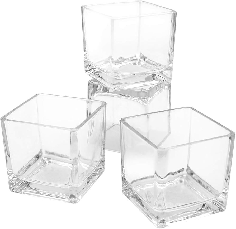 Flower Glass Vase Decorative Centerpiece for Home or Wedding by Royal Imports - Clear Cube Shape,... | Amazon (US)