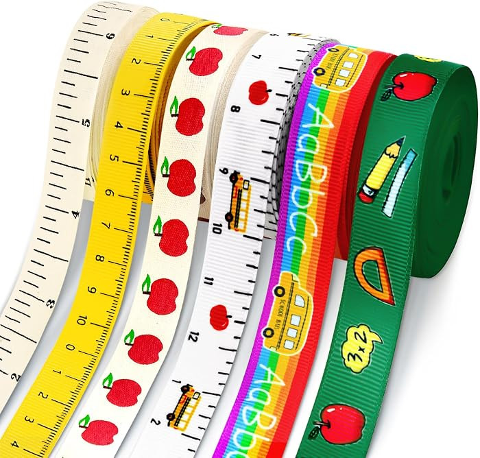 6 Pcs Ruler Ribbon Teacher Themed 30 Yards, Preschool Ruler Apple Pencil ABC Ribbons, School Themed Ribbon for Crafts, Back to School Decoration and Gift Wrapping (0.63 Inches) | Amazon (US)
