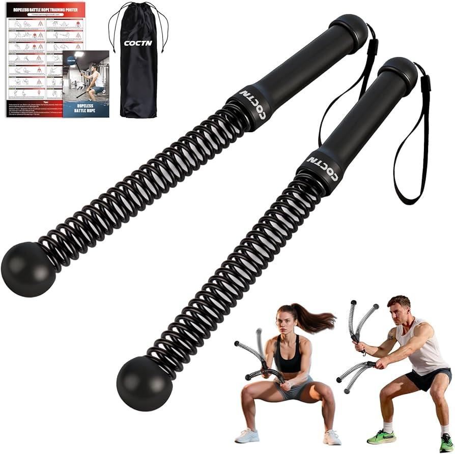 Weighted Ropeless Battle Ropes, Heavy Duty Portable Cordless Battle Ropes for Home Gym with Poste... | Amazon (US)