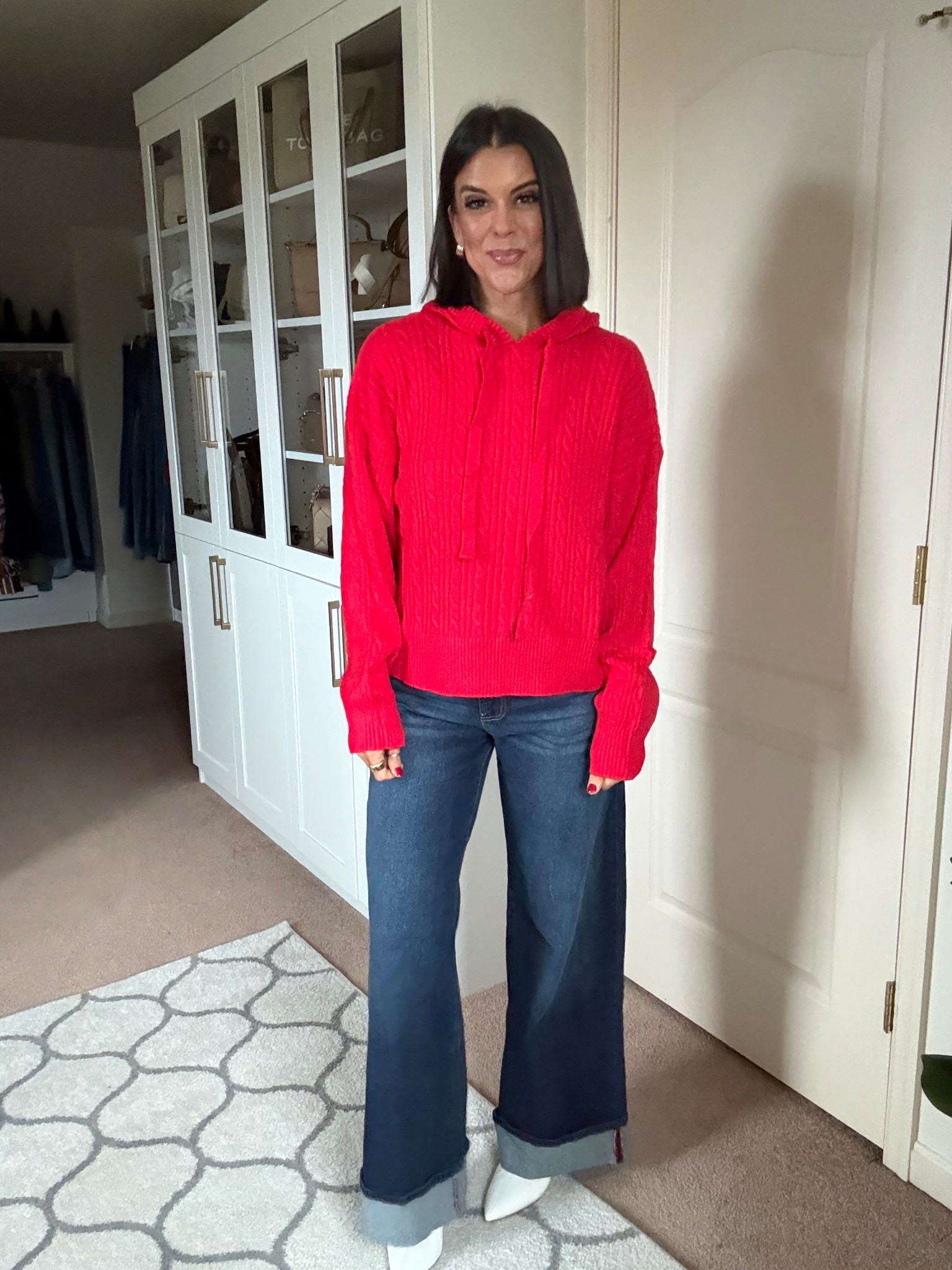 Size small in Walmart sweater
Size 2 in jeans 

#LTKFindsUnder100 #LTKHoliday #LTKSeasonal