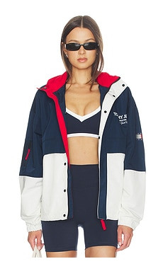 Tommy Jeans Colorblock Windcheater Jacket in Dark Night Navy & Multi from Revolve.com | Revolve Clothing (Global)