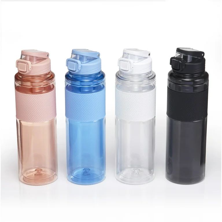 Mainstays 32 fl oz Arctic White and Clear Solid Print Plastic Water Bottle with Wide Mouth Lid | Walmart (US)
