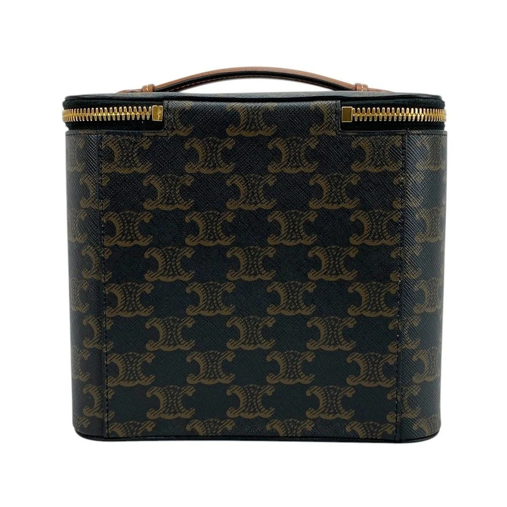 CELINE Triomphe Canvas Calfskin Square Vanity Case Bag color Brown zip women | eBay | eBay US