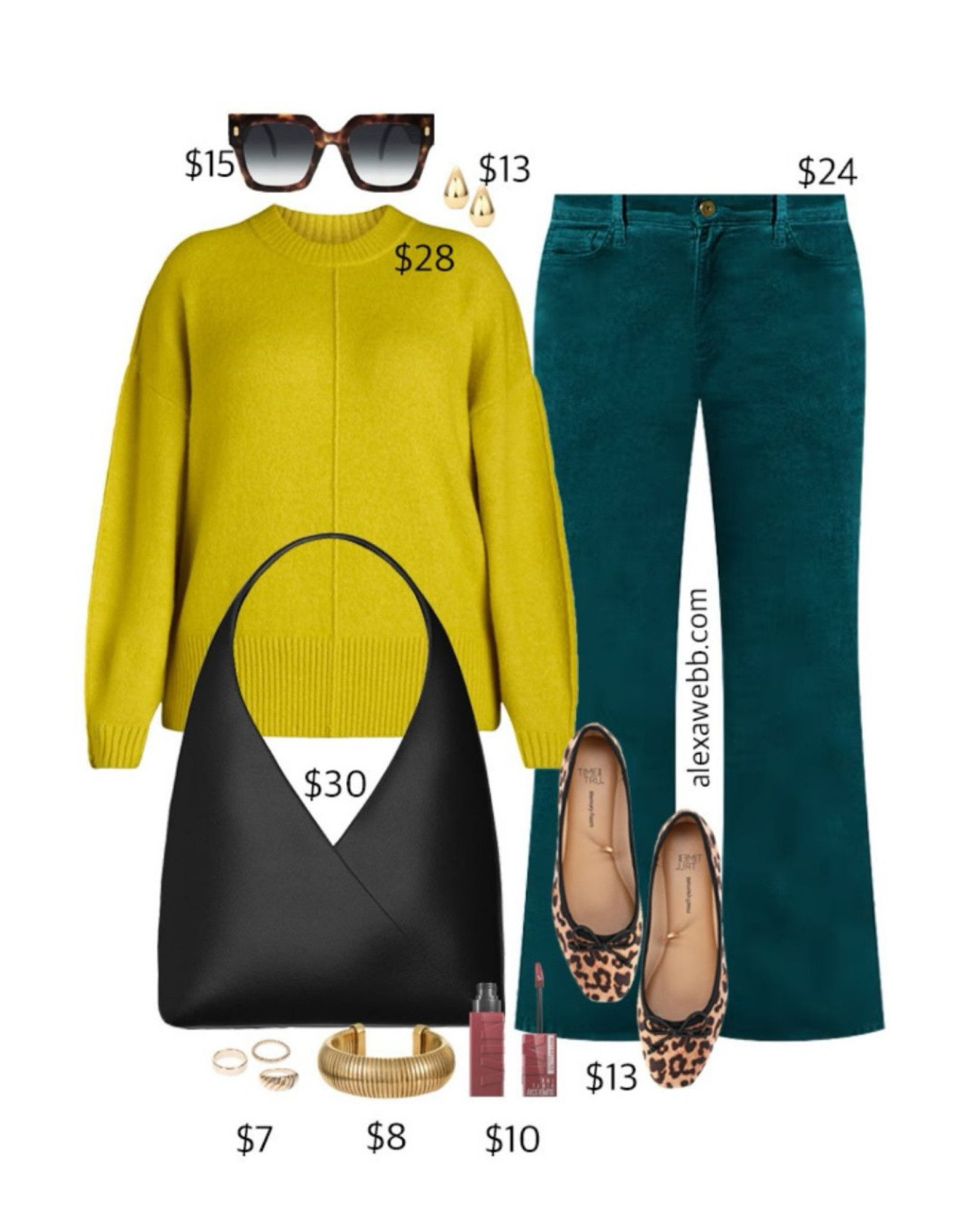 Plus Size on a Budget - Teal Cords Outfit Ideas - A plus size fall and winter outfit idea with plus size teal corduroy pants, a chartreuse sweater, and leopard flats. Take this look to a business casual office or wear it to work if you're a teacher. Alexa Webb #plussize

#LTKStyleTip #LTKWorkwear #LTKPlusSize