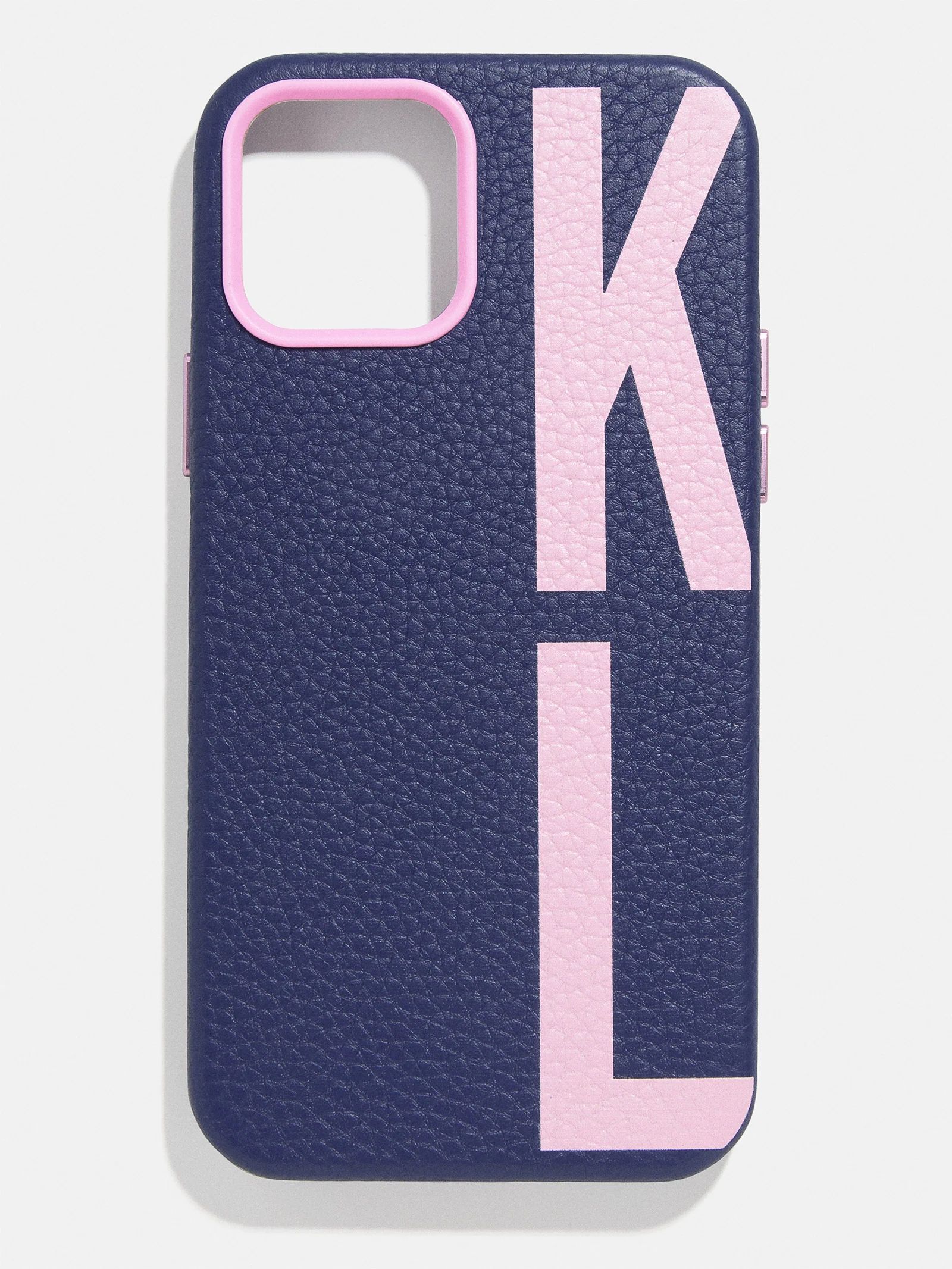 Custom Leather Initial iPhone Case: Navy / Lavender | BaubleBar (US)