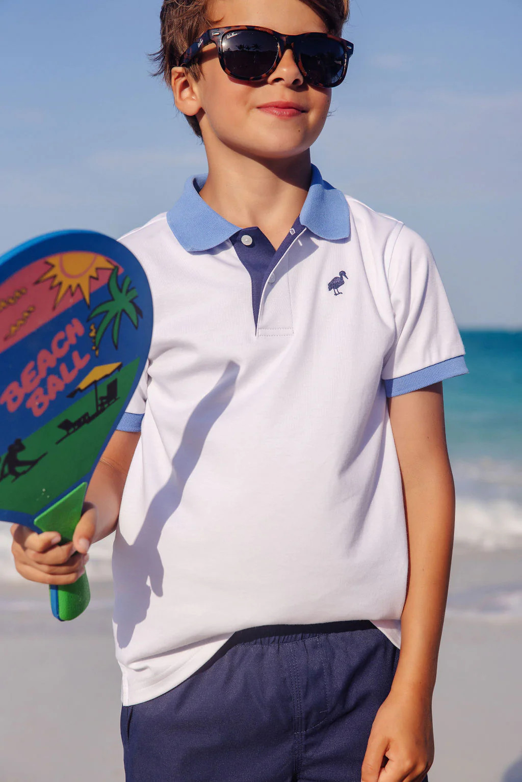 Prim & Proper Polo & Onesie - Worth Avenue White with Sunrise Boulevard Blue & Nantucket Navy | The Beaufort Bonnet Company