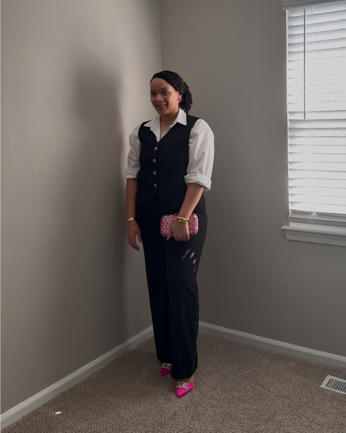 Outfit inspiration for closing day ❤️ LOVE this 2-piece vest set. Paired it with these pink accessories & shoes from SHEIN. 

#LTKShoeCrush #LTKStyleTip