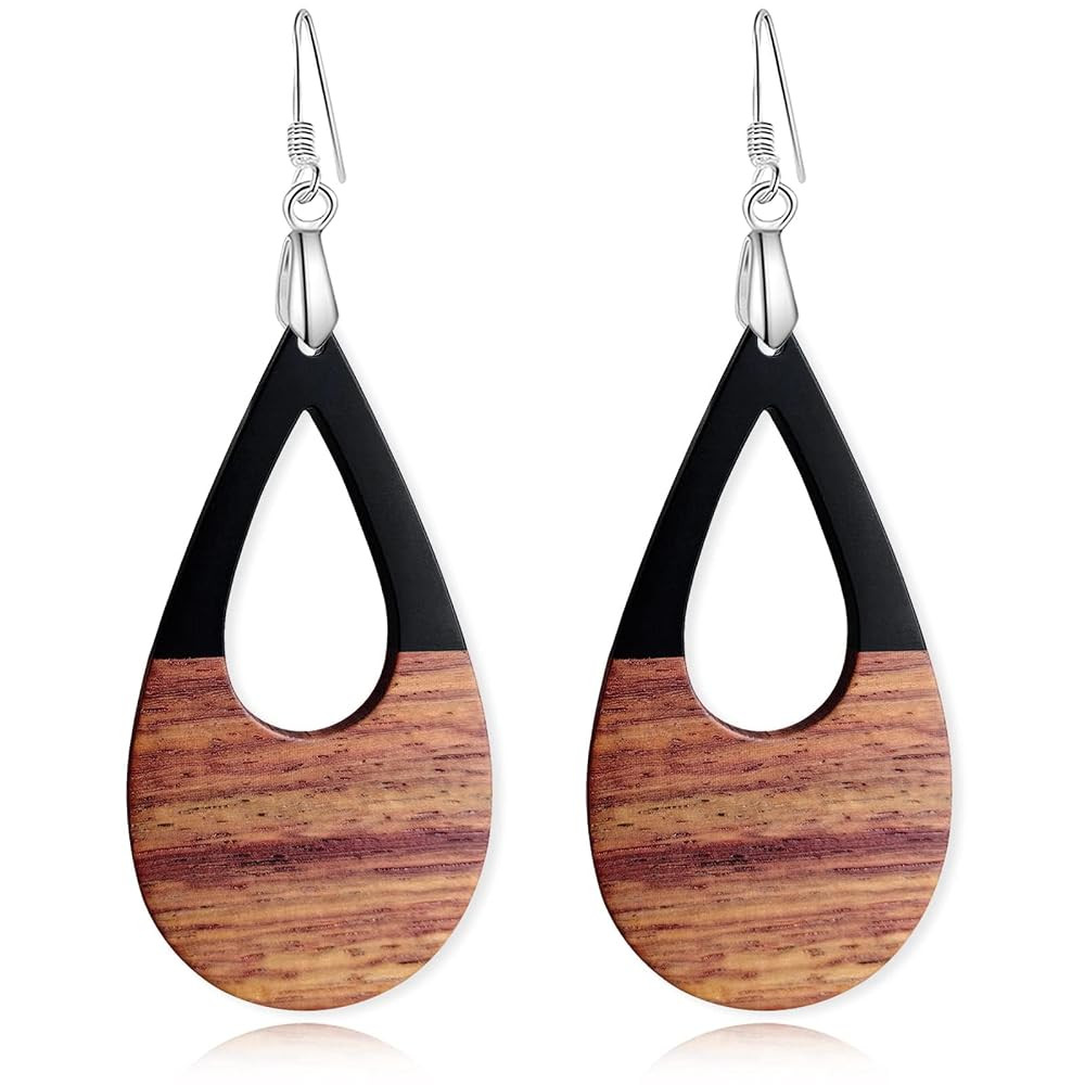 REELMAR Wood Earrings for Women Trendy Teardrop Wooden Dangle Earrings Boho Bohemian Earrings Dan... | Amazon (US)