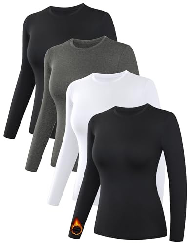 Dalavch 4 Pack Women’s Thermal Shirts, Women Fleece Lined Compression Long Sleeve Base Layer To... | Amazon (US)