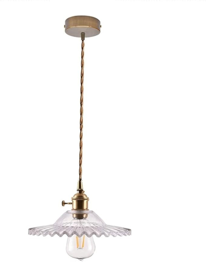 Wall Sconces, Retro Industrial Pendant Lamp, Brass Hanging Light with Line Stripes Lufrican Shade... | Amazon (US)