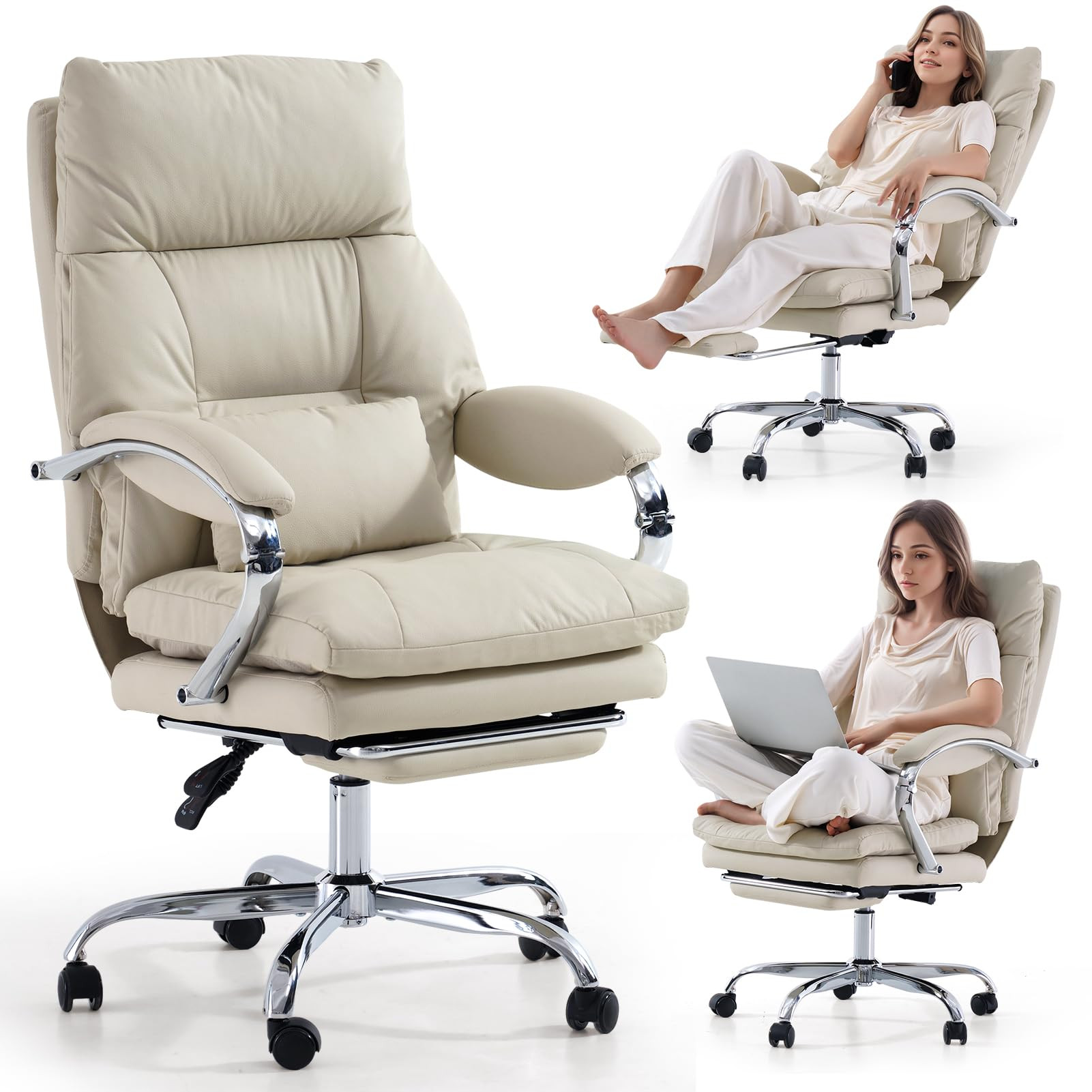 LEAGOO Office Chair with Foot Rest, Ergonomic Executive Office Chair with Arms, Reclining High Ba... | Amazon (US)