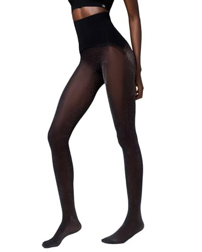 Getnoosh PLAY Free-Hugging Seamless Tights For Women | Comfortable & Breathable Shimmer Tights | Stylish & Elegant Sheer Black Comes With Micro-Glitter | Sparkle Noir - L/XL | Amazon (US)