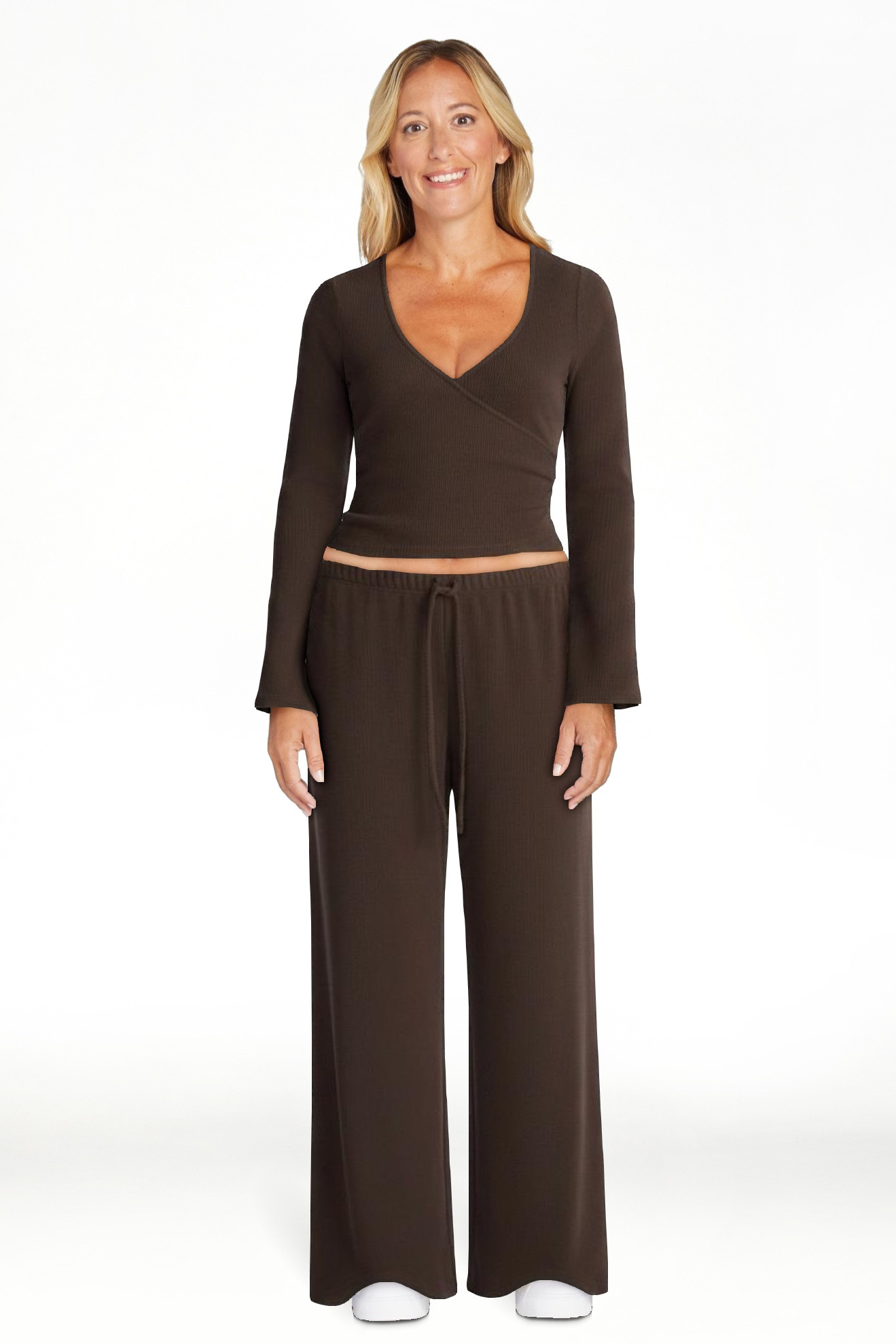 No Boundaries Ribbed Ballet Top and Flare Pants Set, 2 Piece, Women's XXS-XXL | Walmart (US)