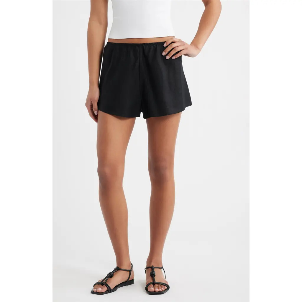 DÔEN Loren Linen Shorts in Black at Nordstrom, Size Small | Nordstrom
