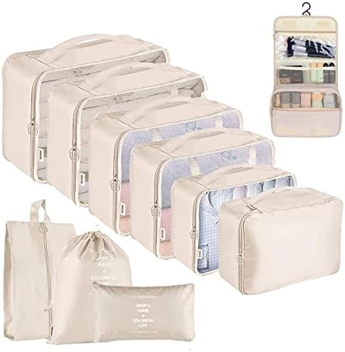 YOLOK 10 Set Packing Cubes Travel Luggage Waterproof Organizers Luggage Organizers with Hanging T... | Amazon (CA)