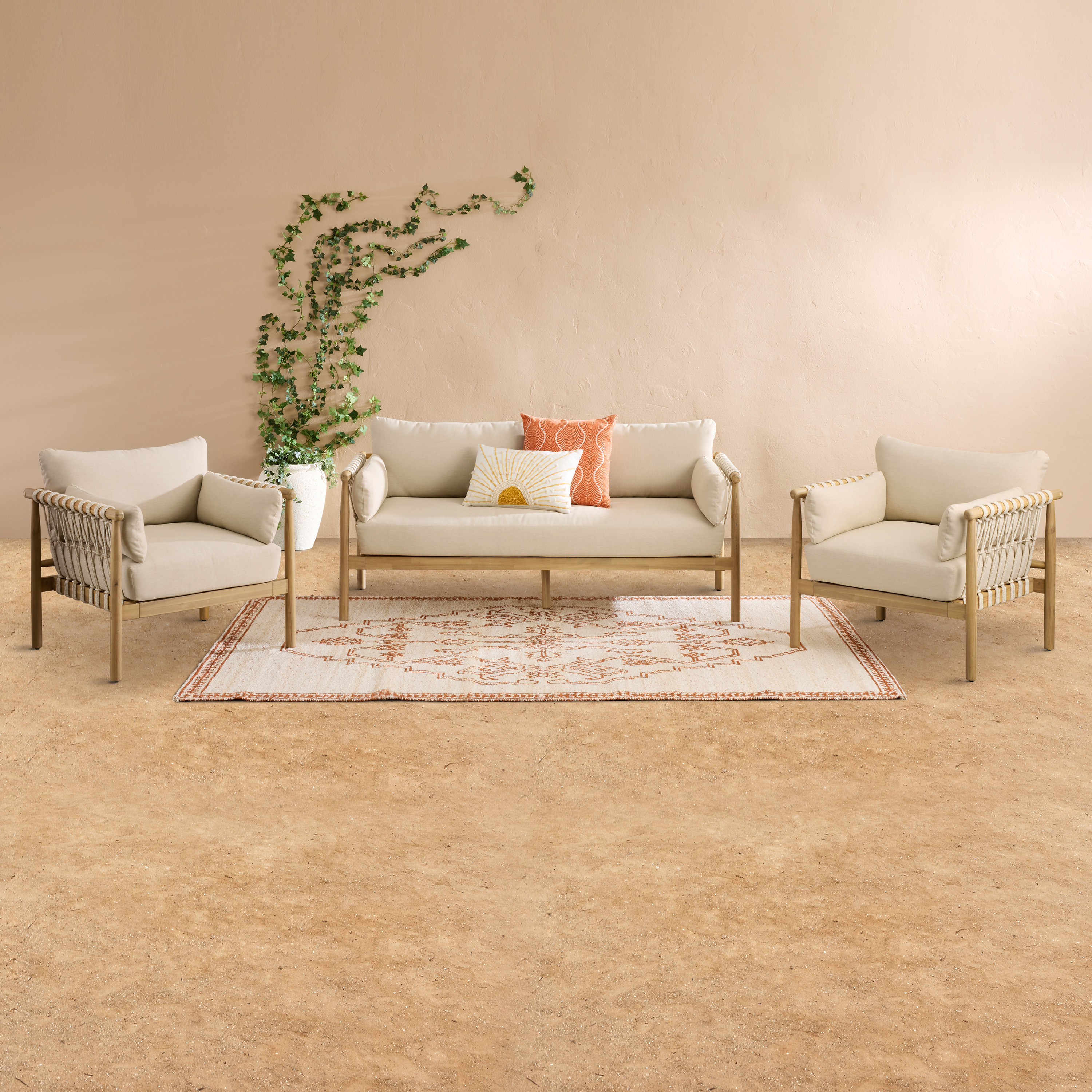 Luana Acacia Wood and Nautical Rope Outdoor Seating Collection | World Market