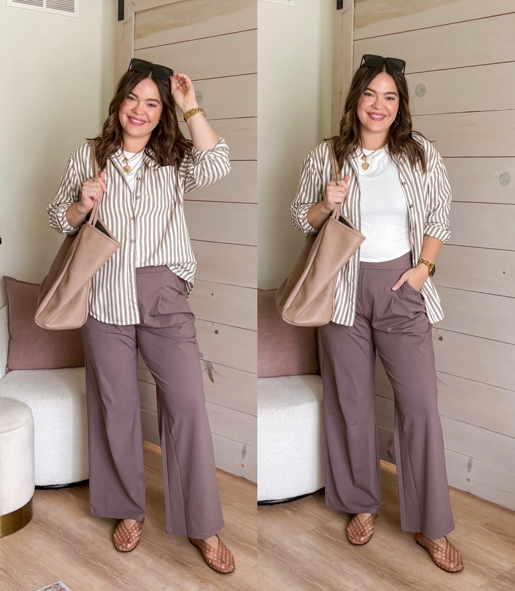 Amazon outfit find that looks polished without feeling too dressed up. The striped button-down, white tank, wide-leg pants, and neutral sandals make such an easy everyday look—and everything is from Amazon. Perfect for work, errands, or a casual lunch.

Amazon Fashion | Amazon Finds | Amazon Outfit | Workwear | Casual Workwear | Wide Leg Pants | Striped Button Down | White Tank Top | Neutral Style | Midsize Fashion | Affordable Fashion | Everyday Outfit | Fall Fashion | LTK Finds 

 #LTKootd #LTKMidsize #LTKWorkwear