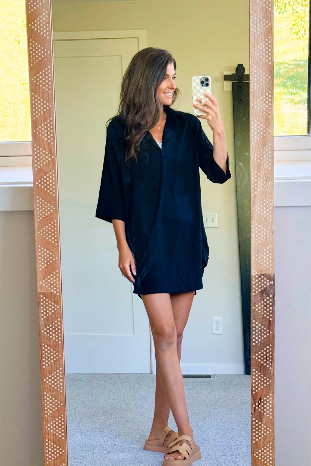 Complete your beach look with this stylish swimsuit beach cover-up shirt and pair it with this platform slide sandal! Perfect for an easy summer look!
#affordablefinds #outfitidea #shoeinspo #trendylook