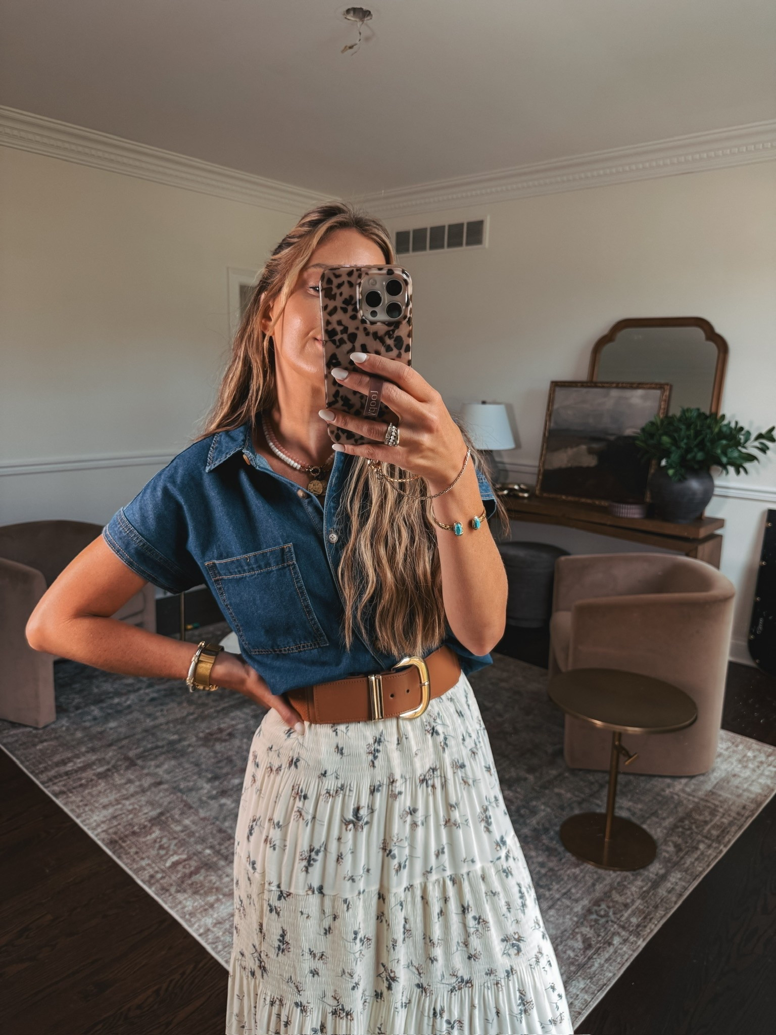 Teacher outfit idea for the new school year. This maxi skirt comes in so many colors/patterns and goes perfectly with a denim shirt/jacket.

#LTKdayinmylife #LTKootd #LTKWorkwear
