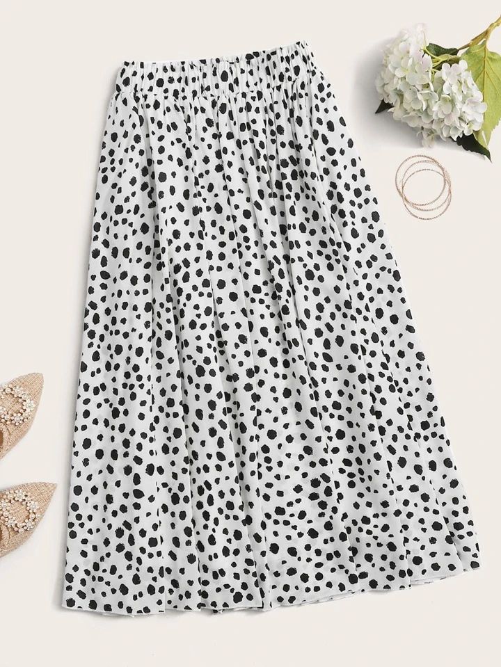 SHEIN VCAY Dalmatian Print Midi Skirt | SHEIN