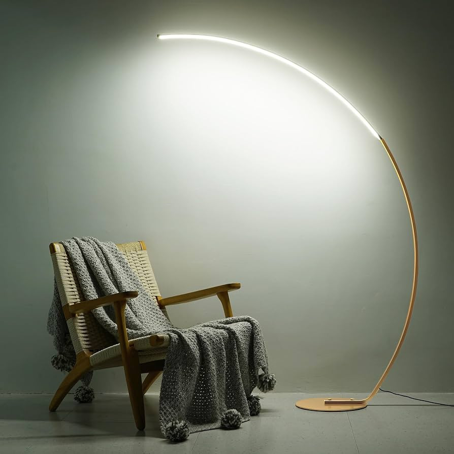 NUÜR Arc Floor Lamp, 67" Tall Gold LED Modern Standing Lamp with Remote Control, 3 Color Tempera... | Amazon (US)