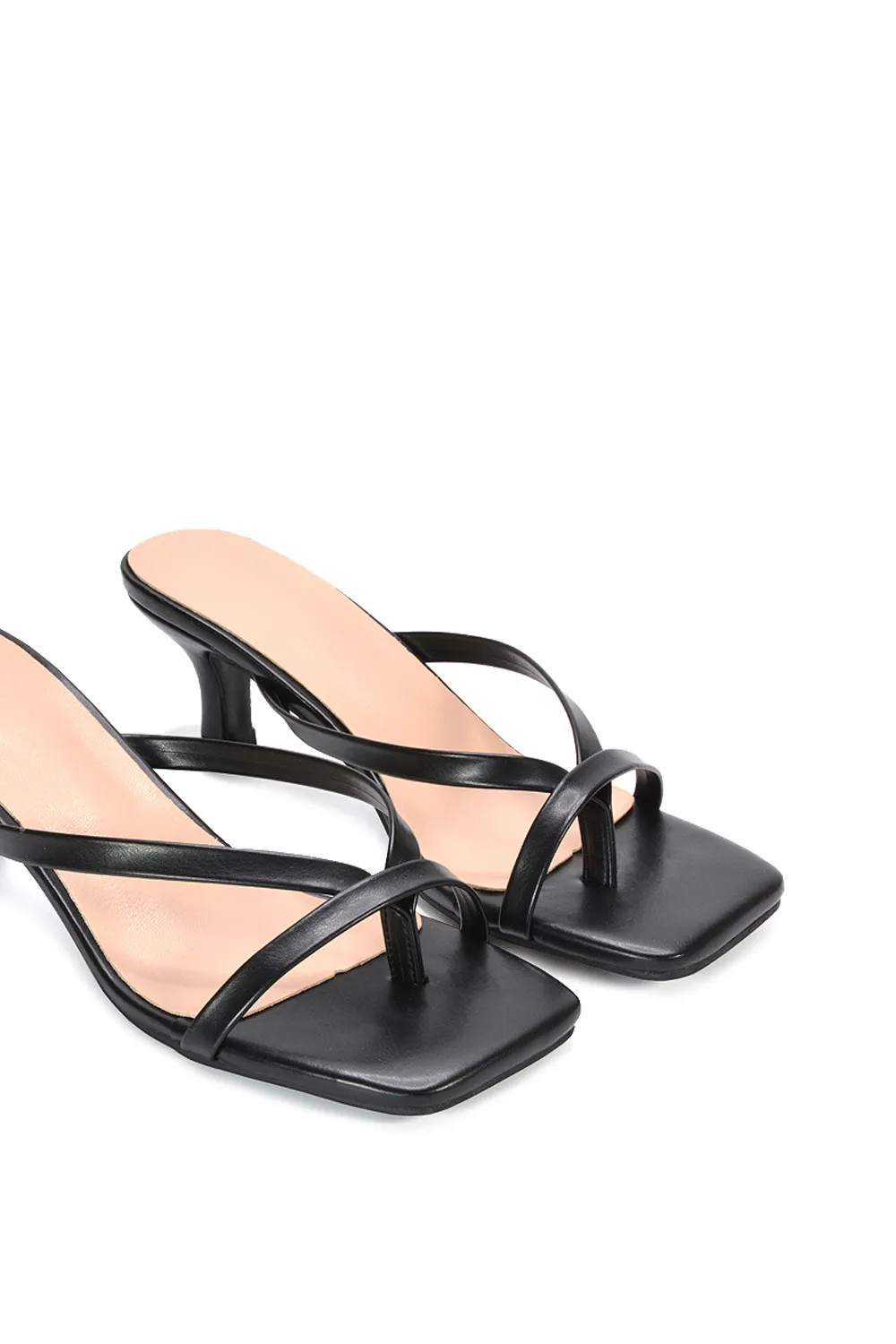 Sandals | 'Tiana' Slip On Mid Kitten Heel Mules Square Toe Sandals | XY London | Debenhams UK