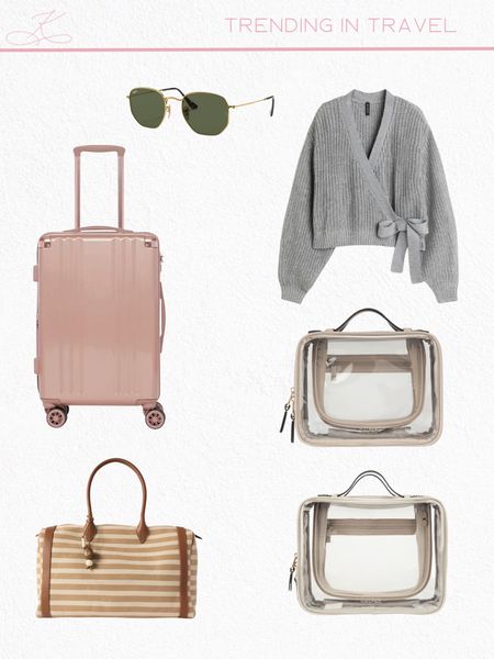 Trending in travel! Love these clear packing bags for makeup! This sweater looks so cozy and would be great for cold plane rides. 

Luggage, sunglasses, weekender, weekend bag, travel organizer, travel bags, travel bag, travel organization, gray sweater, grey sweater, pink suitcase 

#LTKFindsUnder50 #LTKTravel #LTKFindsUnder100