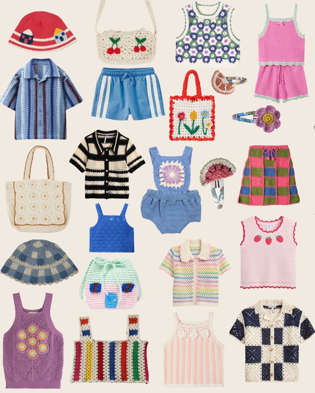 Heavy on the crochet.
Handmade textures, playful color, and that slow-made charm we can’t get enough of. 