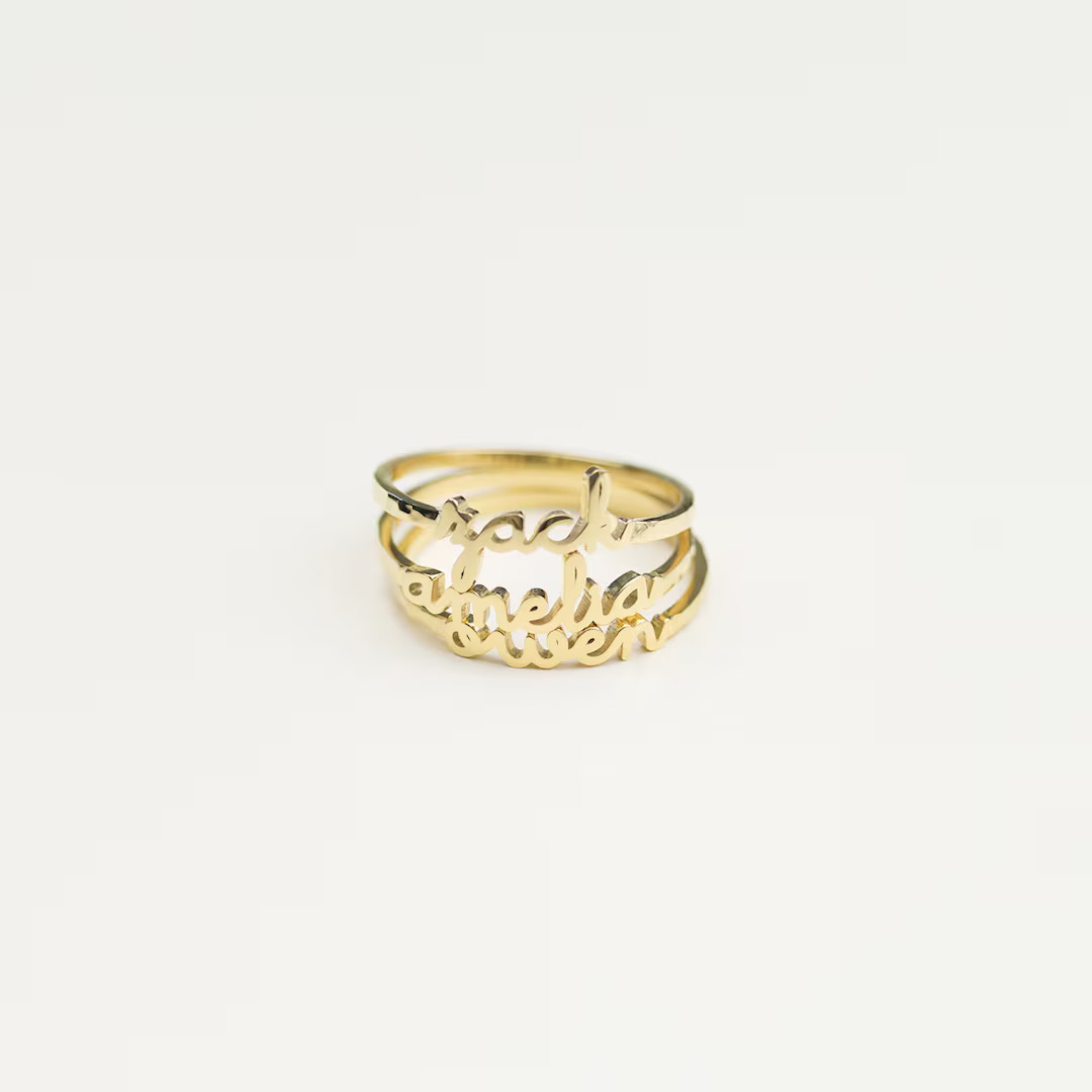 Custom Stacking Name Ring by Gracepersonalized - Personalized Name Ring - Dainty Stackable Rings ... | Etsy (US)