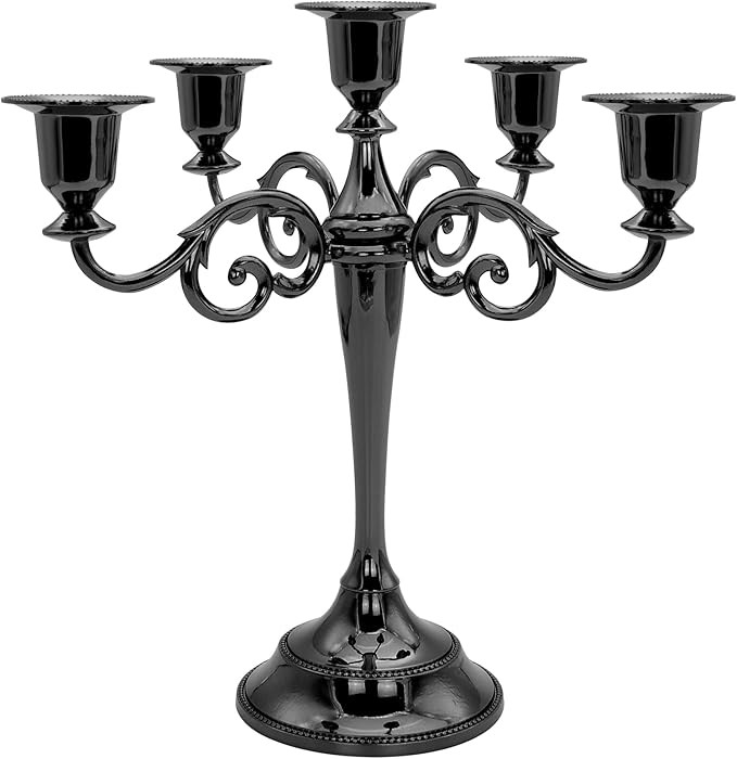 Candelabra 5 Arms Metal Black Candlestick Candle Holder Fits 3/4'' Taper Candles for Valentine's ... | Amazon (US)