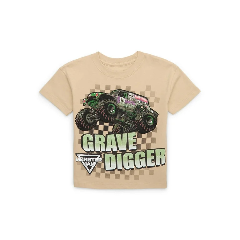 Monster Jam Toddlers’ Grave Digger Cotton Graphic Tee with Short Sleeves, Sizes 12M-5T | Walmart (US)