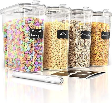 Cereal Container Storage Set - 4 Piece Airtight Food Storage Containers. BPA Free Dispenser Stora... | Amazon (US)