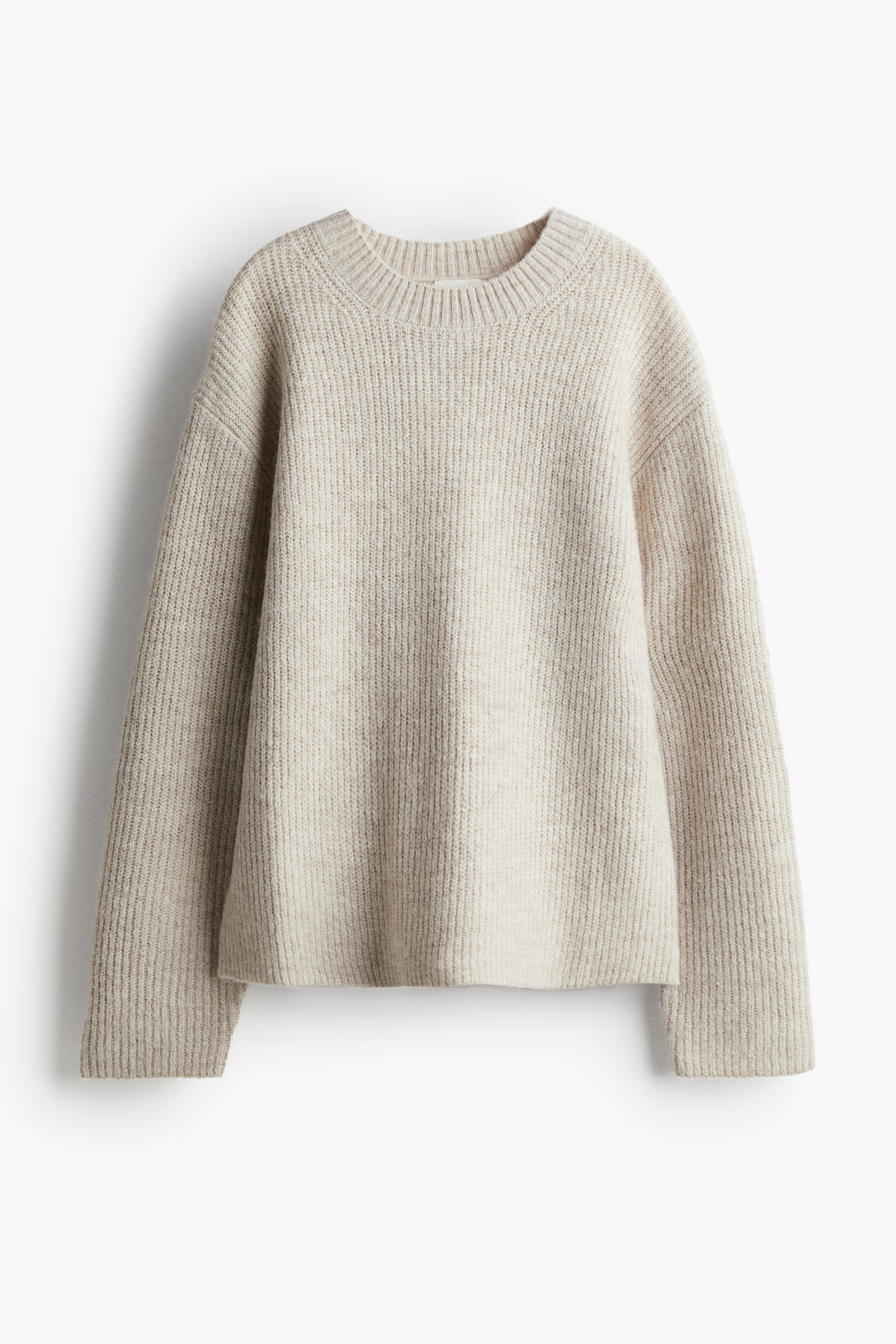 Rib-knit Sweater - Round Neck - Long sleeve - Cream - Ladies | H&M US | H&M (US + CA)